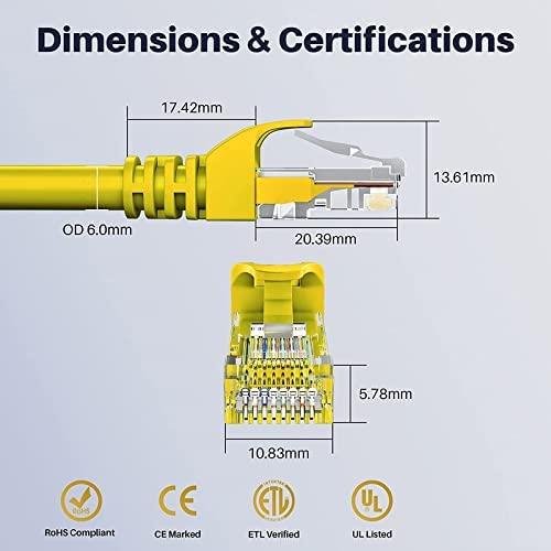 FEDUS Cat6A Shielded Sftp High Speed Gigabit Computer Network Internet Rj45 Lan Wire Patch Ethernet Cable Faster Than Cat6/Cat5E/Cat5 For Personal Computer - 4 Pair - FEDUS