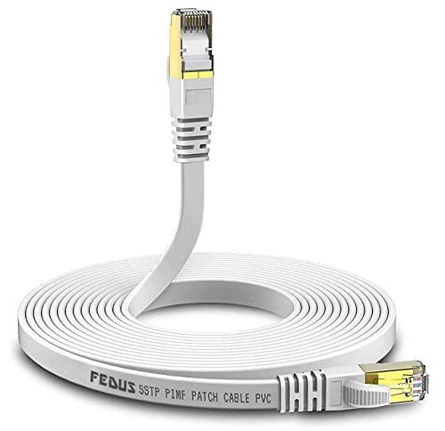 FEDUS 5 Meter 16 Feet Cat7 Ethernet Cable, Pure Copper Flat RJ45 LAN Cable Cable 10 Gigabit 600MHZ Patch Network Cable Internet Cable RJ45 Wire Cord to Computer for Gaming, Modem, Router, LAN ADSL - FEDUS