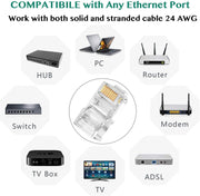 FEDUS RJ45 Cat6 Pass-Through Connector RJ45 Ends, Cat5, Cat5e, Cat6 8P8C RJ45 Connector, Ethernet Cable Crimp Connectors UTP Network Plug Solid Wire and Standard Cable, LAN Crimp - FEDUS