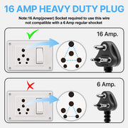 FEDUS 16A 250v Heavy Duty Copper Power Cord 16 Amp Indian Power Plug to IEC 13 Socket, 3 Pin Power Plug Cord - FedusB2B