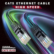 FEDUS Cat6 Ethernet Cable, High Speed 550Mhz 10 Gigabit Speed Utp Lan Cable, Network Cable Internet Cable Rj45 Cable Lan Wire, 6 Wires For Laptop, Pc, Television, Router, Modem-Black Colour - FEDUS