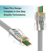 FEDUS RJ45 Cat6 Pass-Through Connector RJ45 Ends, Cat5, Cat5e, Cat6 8P8C RJ45 Connector, Ethernet Cable Crimp Connectors UTP Network Plug Solid Wire and Standard Cable, LAN Crimp - FEDUS