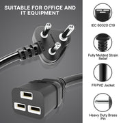 FEDUS 16amp C19 Server AC Power Cord Heavy Duty Mains AC Power Cord, 16A 250V, 16AWG, Computer Power Cord, Heavy Gauge Power Cable for PDUs, UPS Amplifier and Network Equipment-1.5mm² 3-Pin - FedusB2B