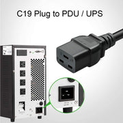 FEDUS 16amp C19 Server AC Power Cord Heavy Duty Mains AC Power Cord, 16A 250V, 16AWG, Computer Power Cord, Heavy Gauge Power Cable for PDUs, UPS Amplifier and Network Equipment-1.5mm² 3-Pin - FedusB2B