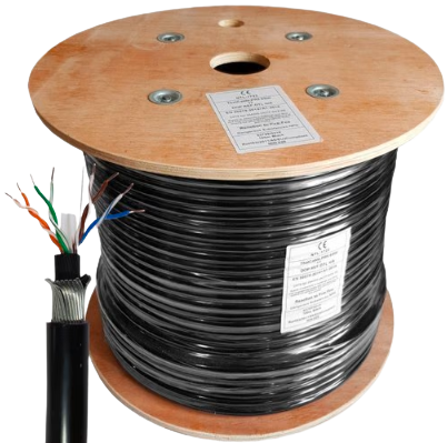 FEDUS Cat6 UTP 24AWG Twisted Pair Armored Cable:300M Black - FedusB2B